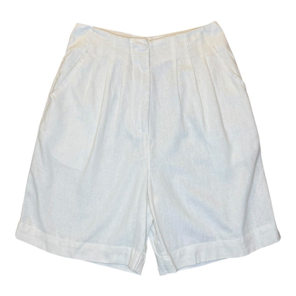 Topshop White Linen Blend High Waist Pleated Shorts Size US 0 NWT